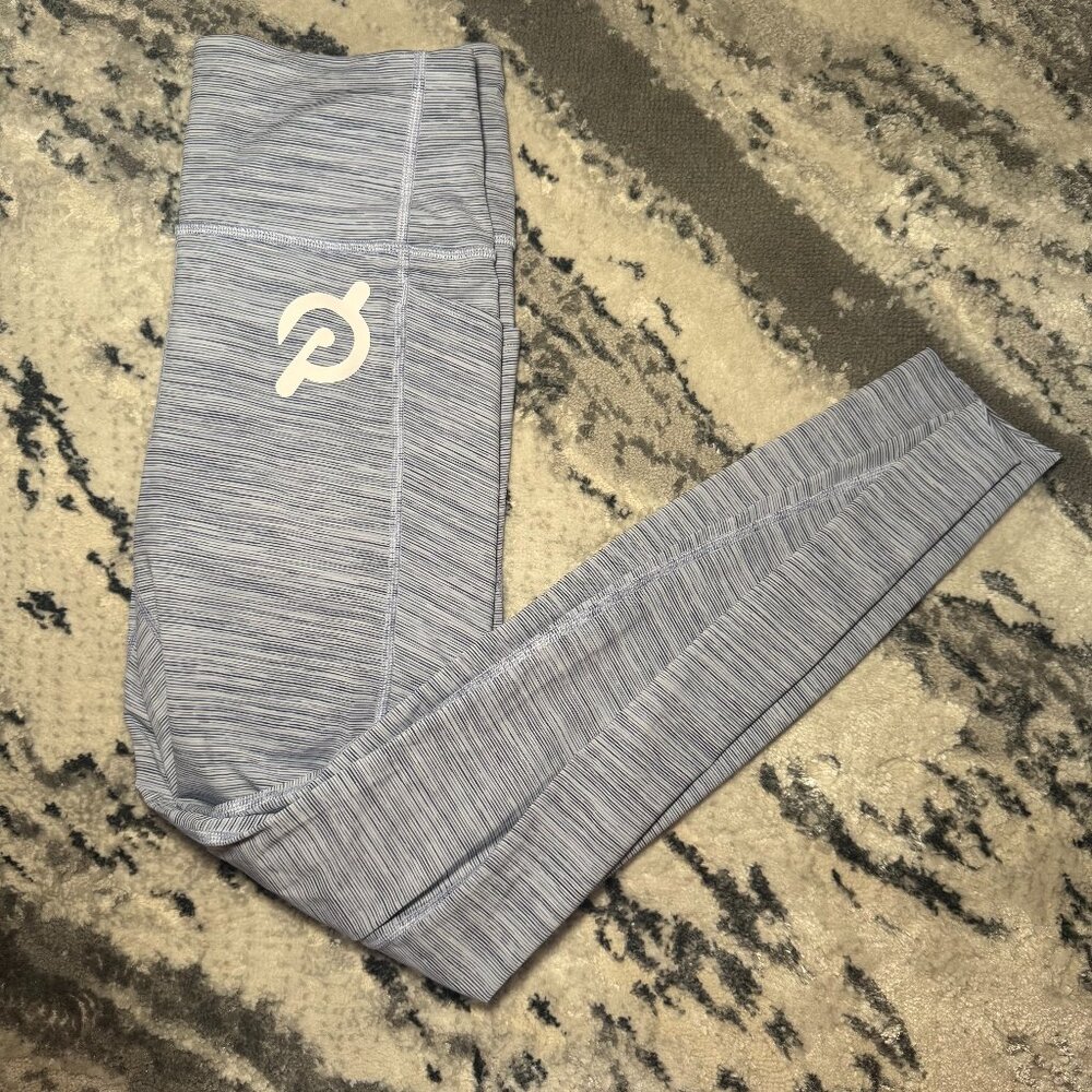 Peloton High Waisted Blue and White Seamless Bottom Full Length Leggings